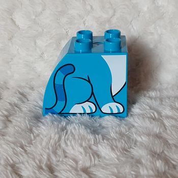 Lego Duplo Motif Brick Dark Azure Blue Printed Animal Body Cat