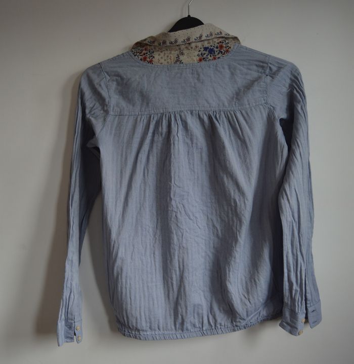 Blouse femme American Outfitters bleu clair col fleuri taille 16 - photo numéro 3