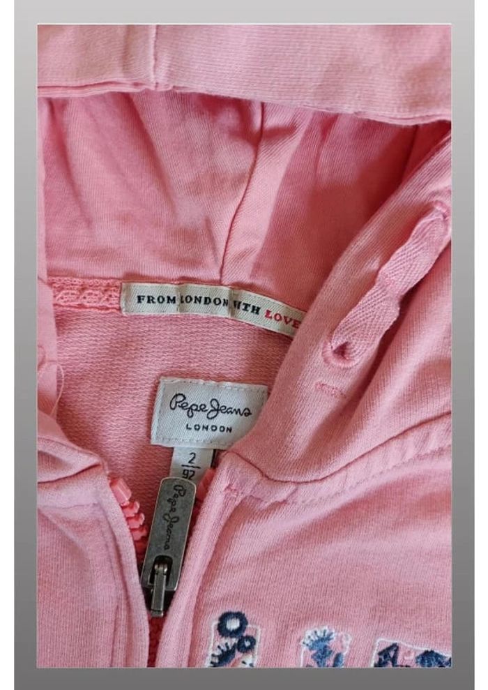 Gilet à capuche rose sweat pépé jeans 2 ans fille - photo numéro 2