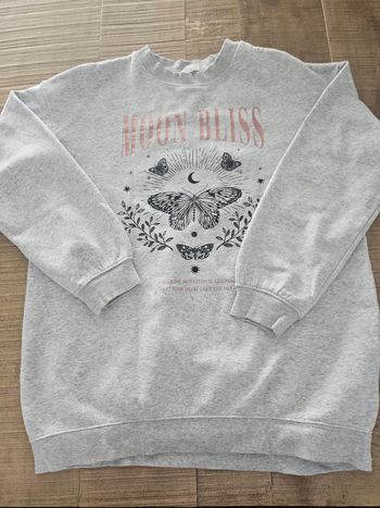 Sweat gris papillon 10 12ans hm