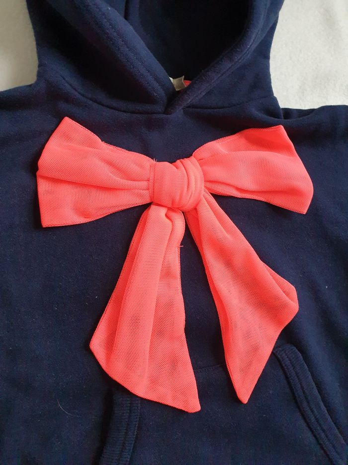 Robe pull bleu marine à nœud rose fluo - 3A - Billieblush - photo numéro 4