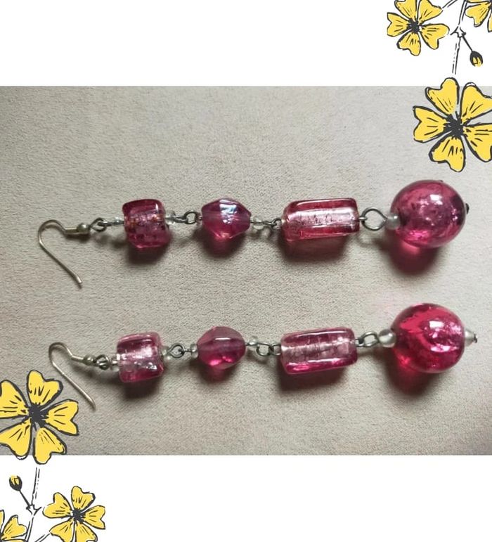 Boucles d’oreilles perles rose fuchsia – Longues, en perles de verre - photo numéro 6