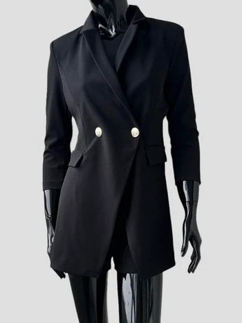 Rinascimento combishort combi short combinaison noire effet robe veste tuta abito pantalone XS (34)