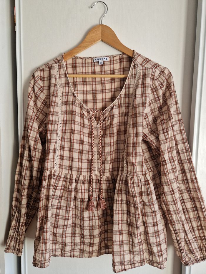Blouse marron beige
