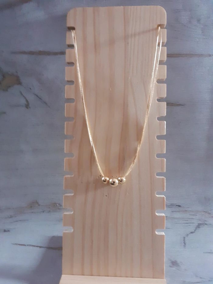 Collier doré doublé avec 3 boules - photo numéro 2