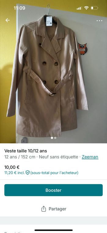 Veste taille 10/12 ans