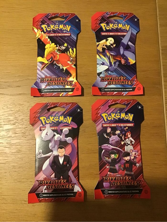 Lot 4 boosters sous blisters Artset cartes Pokémon Rivalités destinées
