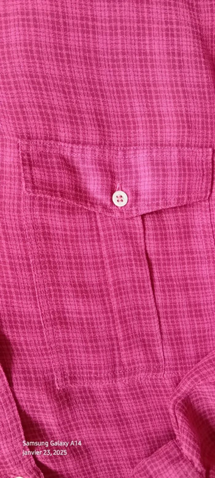 Chemise légère vintage motif carreaux avec poches fuschia femme 40 Line de Raux Paris - photo numéro 10