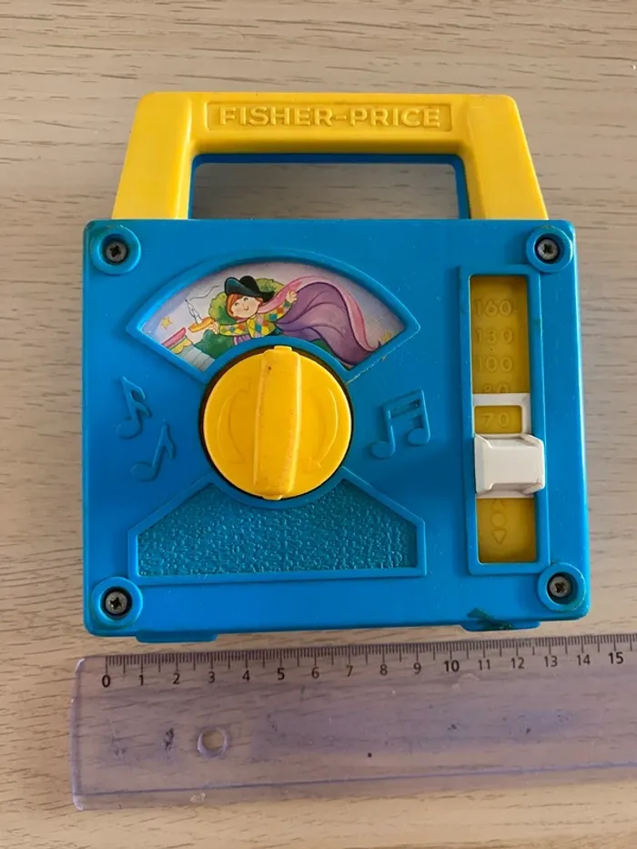 Boîte à musique Fisher price 1990 au clair de la lune bleu jaune music box jouet musical - photo numéro 6