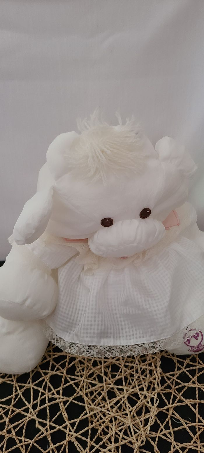 Peluche ancienne Fisher Price Puffalump vache blanche années 80 immaculée - photo numéro 3