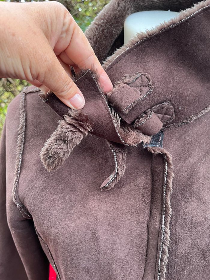 Veste imitation peau lainée marron – Marque Mim – Taille T3 - photo numéro 16