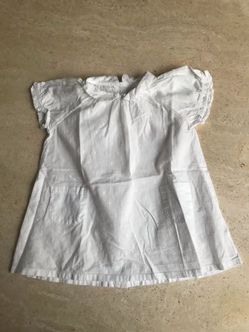 ROBE "PETIT BATEAU" MANCHES COURTES BLANCHE - TAILLE : 6 MOIS