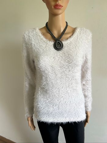 Pull blanc tout doux à manches longues Morgan taille L comme neuf