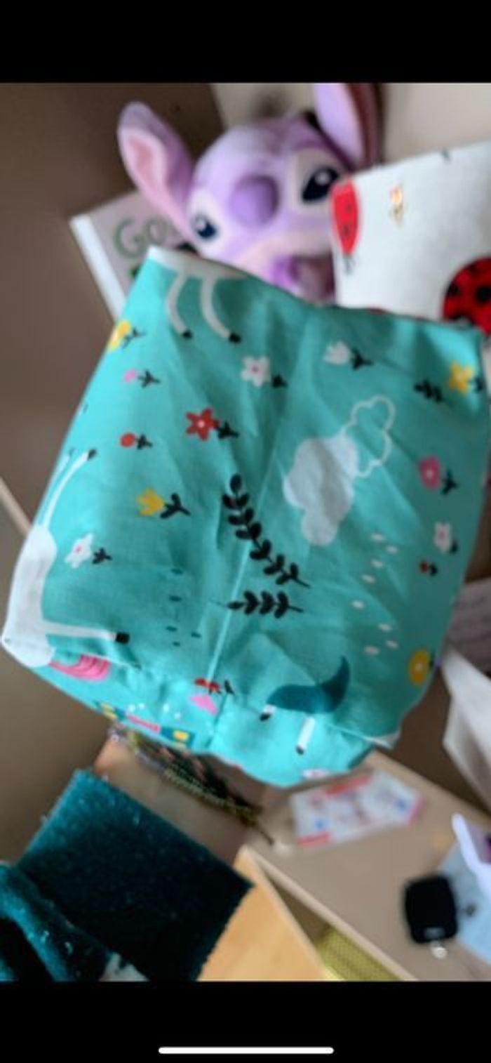 Jolie panniere panier tissu semi rigide pour petits rangements enfants licorne arc en ciel - photo numéro 5