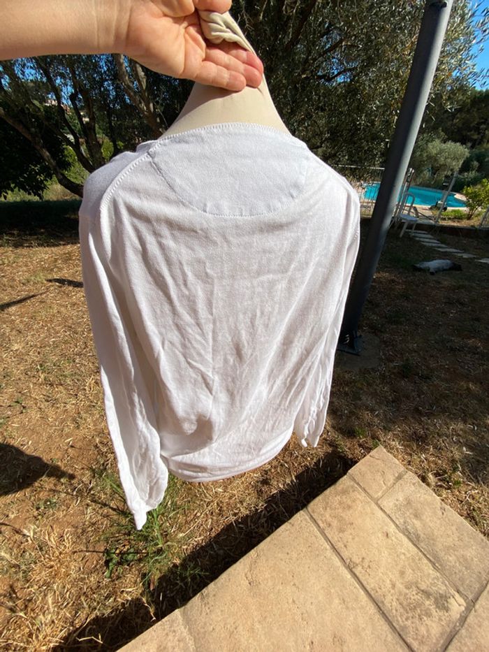 Pull léger blanc  coton zara m - photo numéro 2