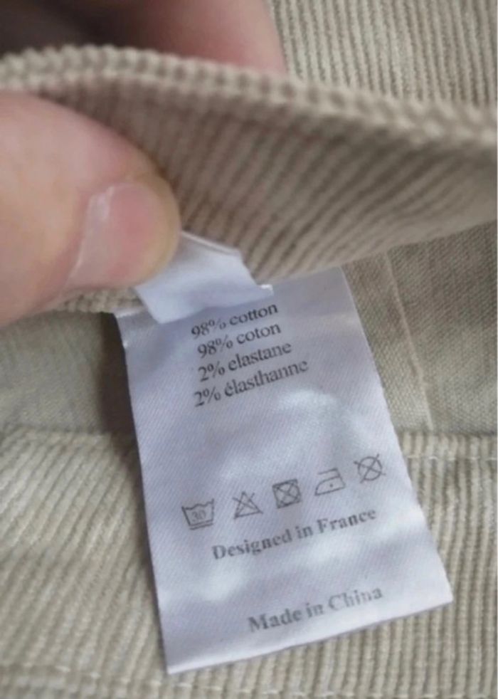 Pantalon chino en velours côtelé beige taille 40 Closette Paris - photo numéro 5