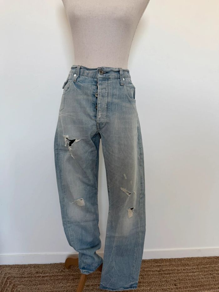 Jean pantalon gstar slim skinny bleu destroy denim Pantalones de mezclilla pantaloni - photo numéro 4