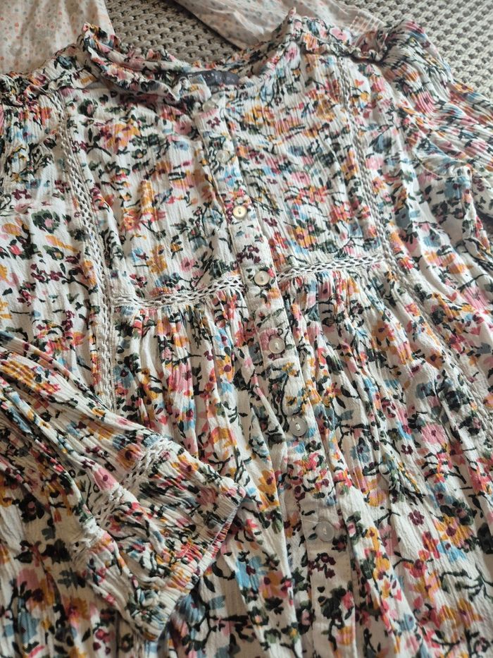 Lot de 2 chemises manches longues à fleurs fille - 8 ans - photo numéro 2