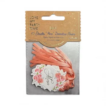 x10 Étiquettes “Merci” Love My Party Time Blanc Dégradé Roses Or 5.5x4 Neuf