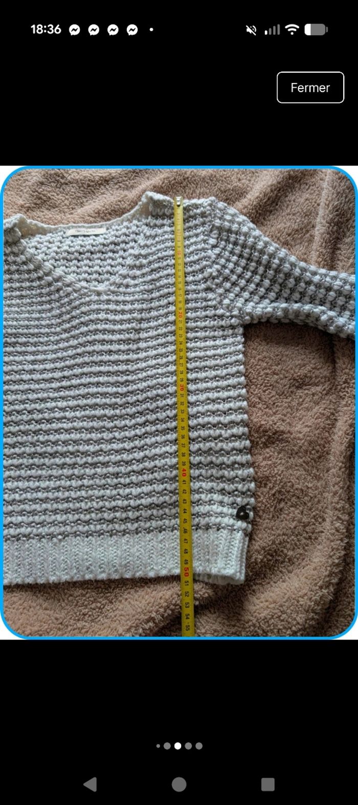 Pull Teddy Smith blanc & argenté - Taille 12 ans - État impeccable - photo numéro 8