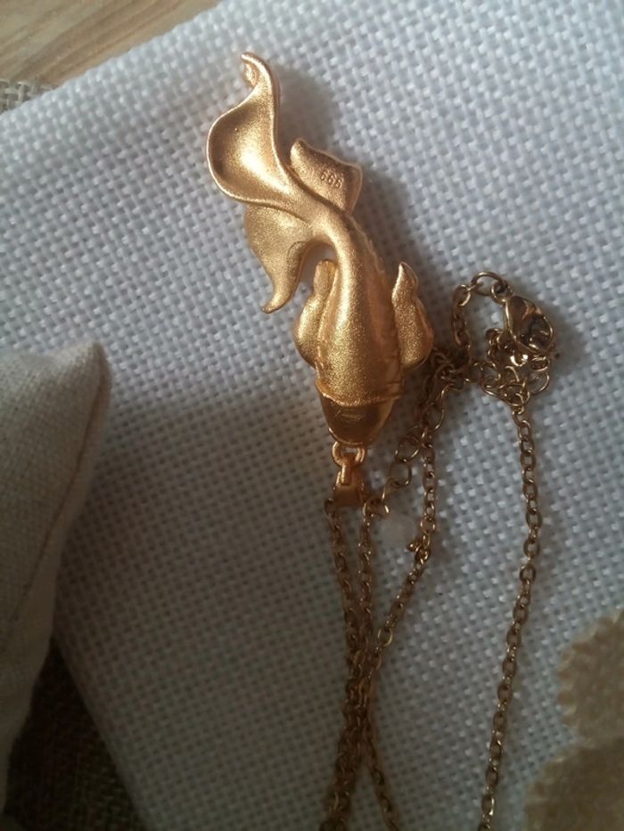 Collier carpe koï dorée et pierre de lune naturelle - photo numéro 3