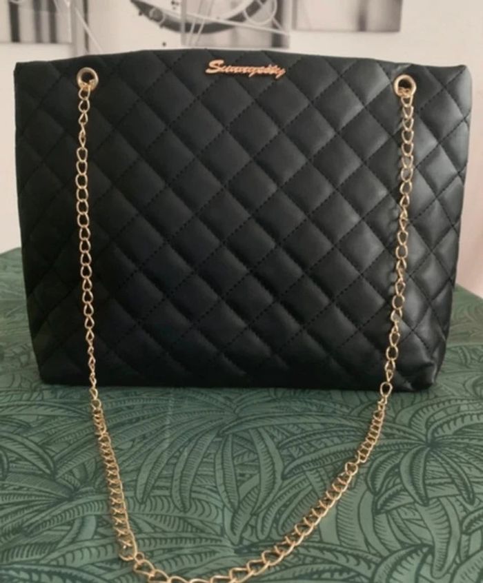 Sac à mains matelassé noir / cabas / fourre tout