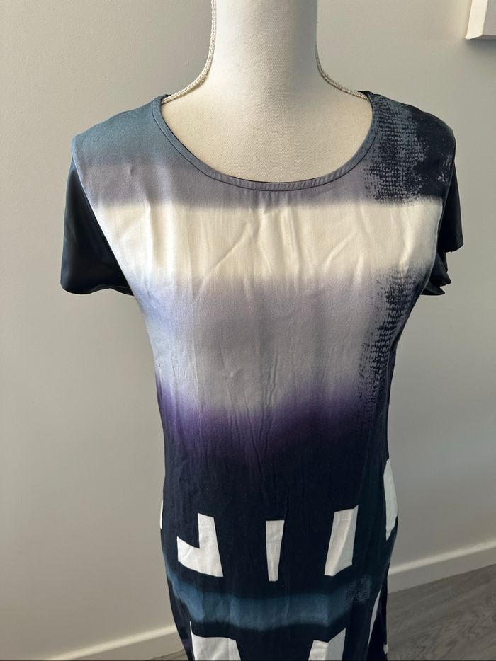 Robe bariolée bleue marine blanche et noire Miss Captain T40 L - photo numéro 2