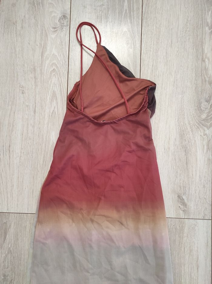 Robe longue fendue Pull & Bear marron et beige taille XS 34 - photo numéro 6