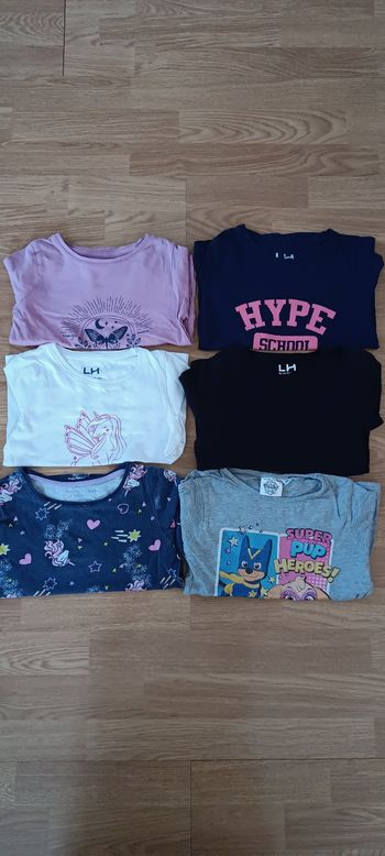 Lot 4 t-shirts ML 6 ans