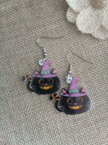 Boucles d'oreilles chats d'halloween
