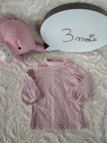Sous pull col roulé à pois Fille 3 mois Kitchoun
