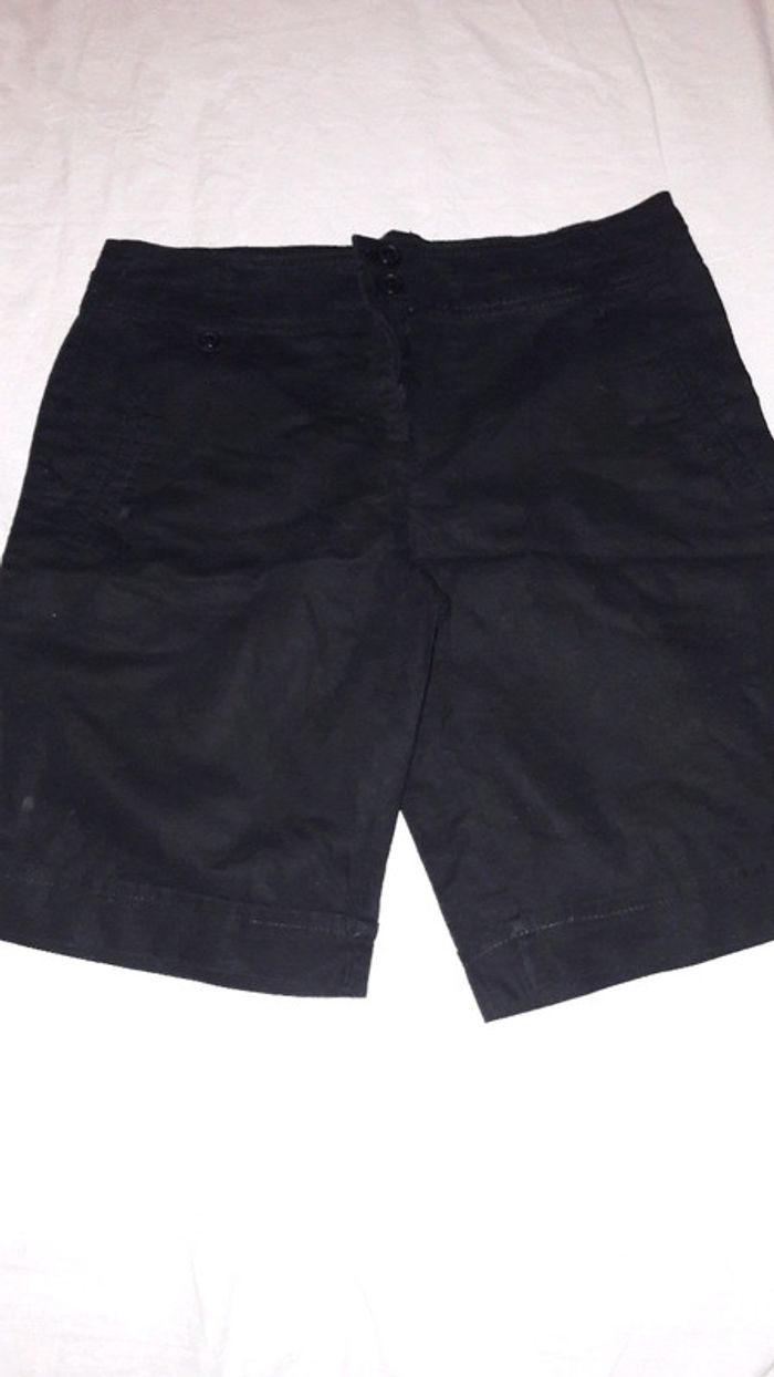 #Bermuda femme noir en lin T38