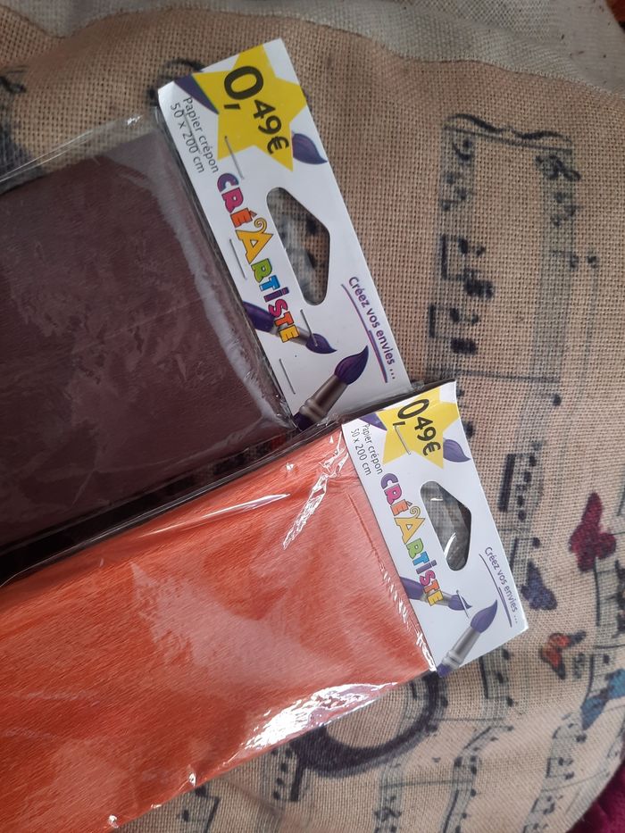 Lot 2 papier crépon 200cm orange et marron - photo numéro 2