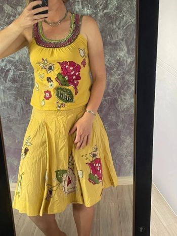 Ensemble jaune fleuri vintage Derhy