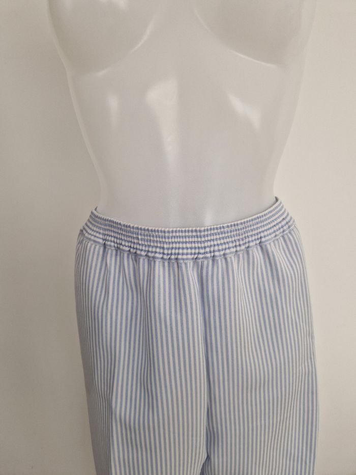 Pantalon blanc rayé bleu clair, Edmée Collection - photo numéro 3