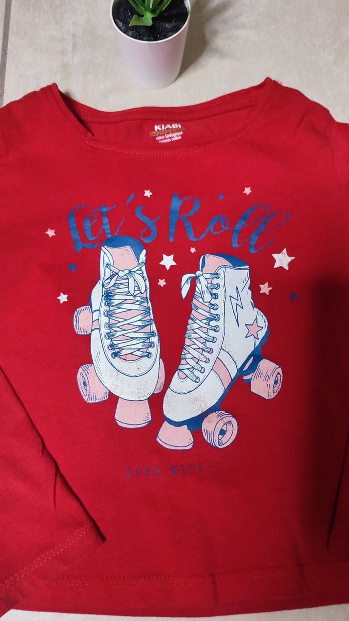T-shirt manches longues rouge coton bio  5 ans  kiabi - photo numéro 2