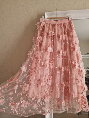 Jupe longue fleurie rose