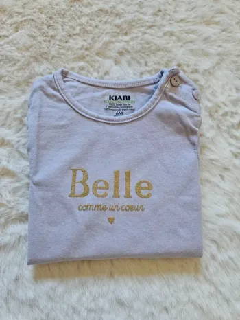 💜 T-shirt fille manches longues lilas Kiabi coton bio 6 mois 💜