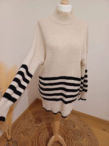 Robe pull rayée à col roulé taille L/XL 40/42
