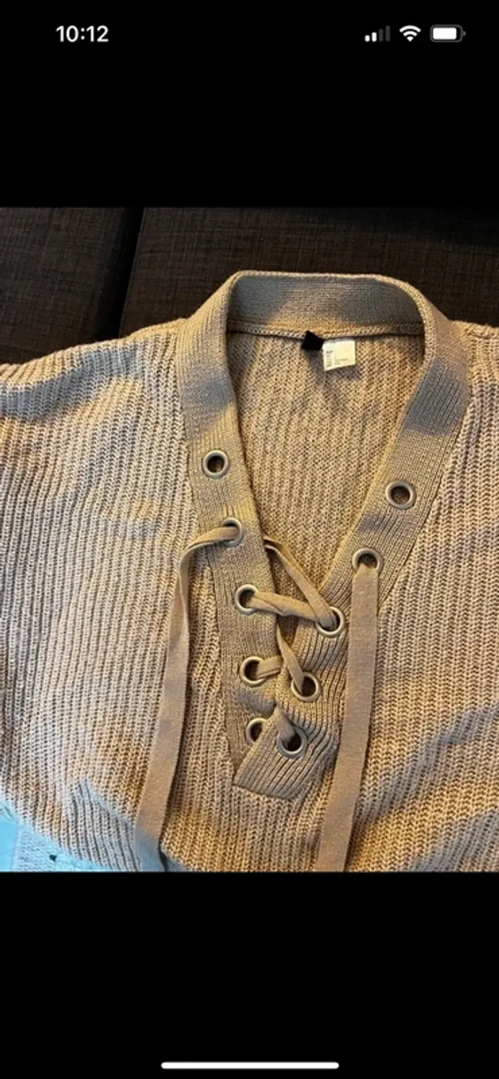 Pull beige à lacets court - photo numéro 2