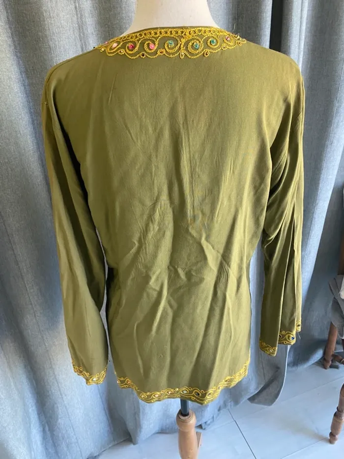 Tunique courte djellaba kaki - photo numéro 3