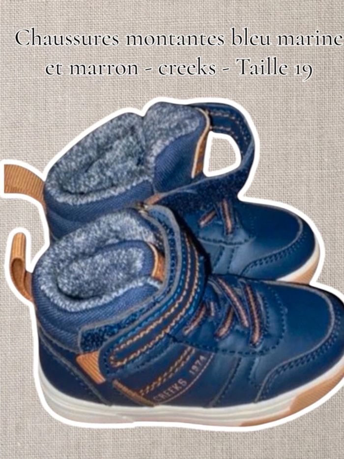 Chaussures montantes bleu marine et marron - creeks - Taille 19 - photo numéro 2