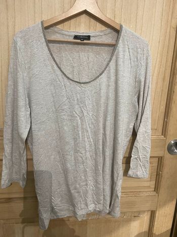 Haut Caroll ML fin uni gris effet bijou le long du col taille 44