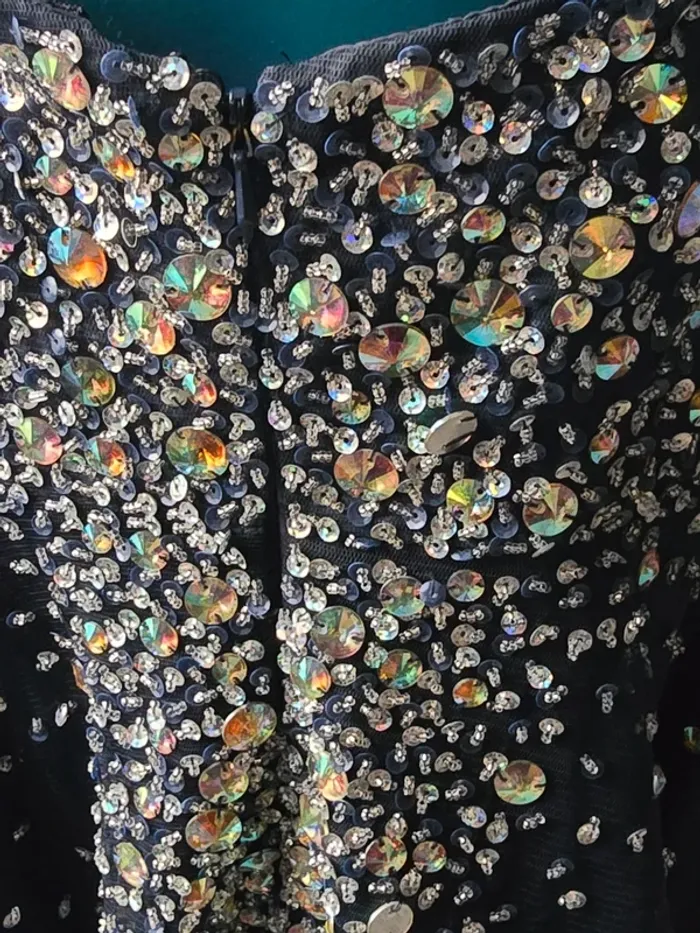 Robe de soirée Corizzi Paris bleu et strass - photo numéro 8