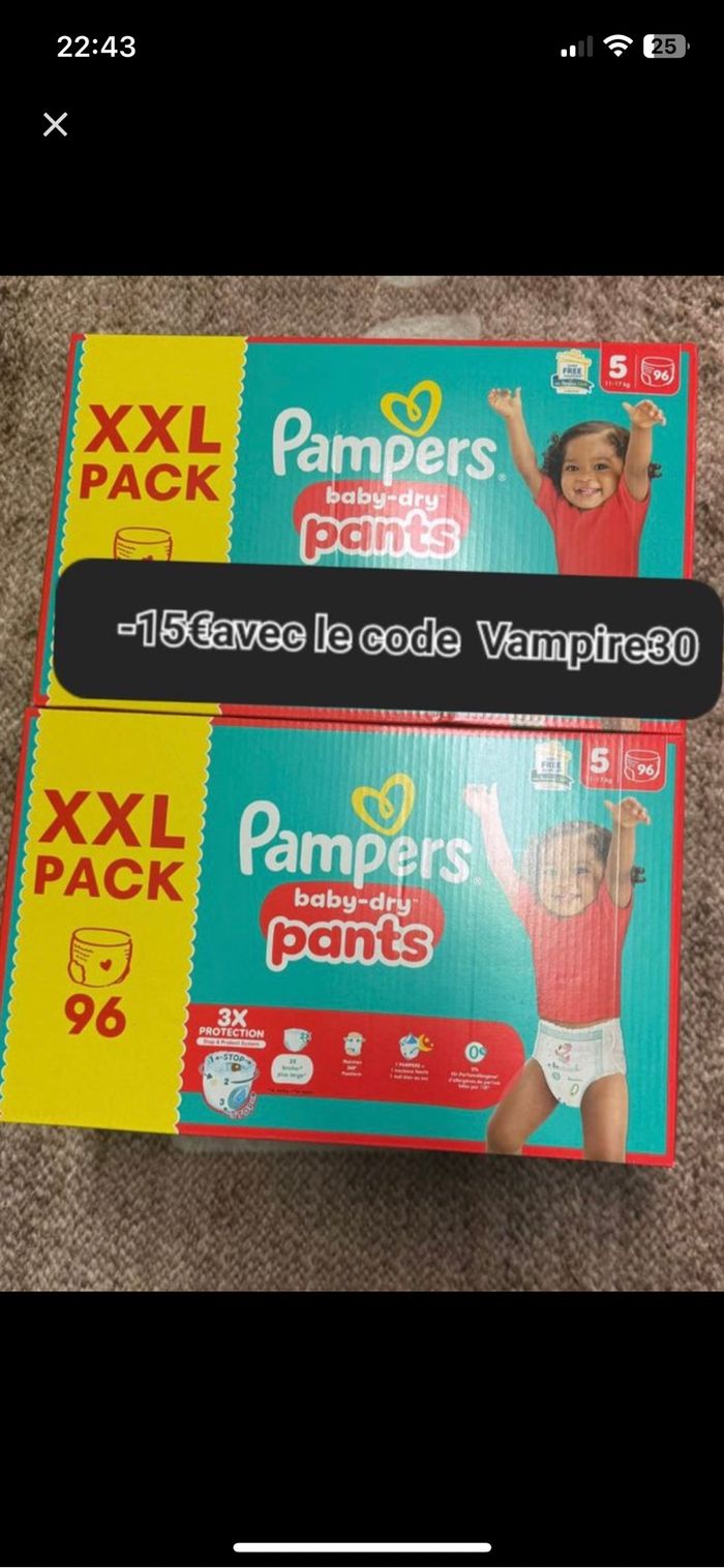 Deux cartons de couches culottes taille 5