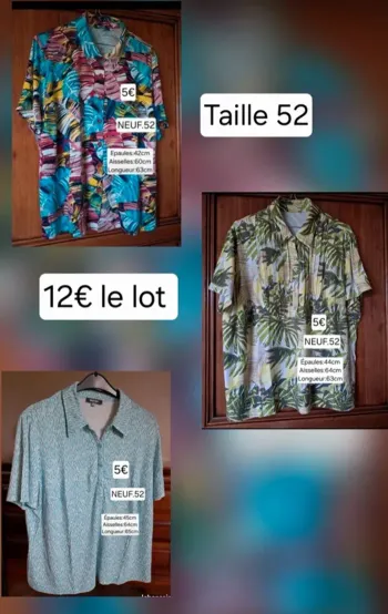 Lot chemise et polos NEUFS pour femme taille 52