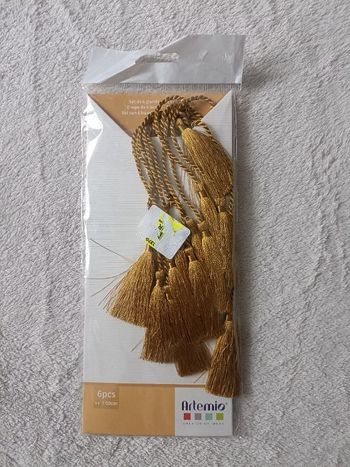 6 glands dorés d'environ 60 cm pour décorer vos sacs, cartes, salles de fête...