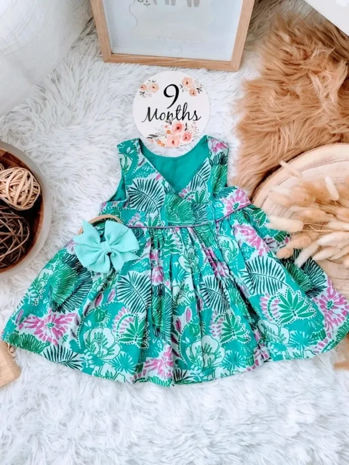 Robe fleurie et bandeau cheveux DPAM fille 9 mois 🎀 - photo numéro 2
