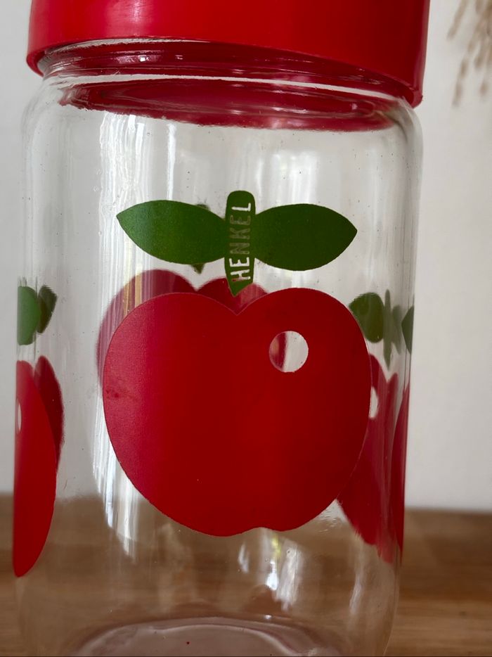 Vintage pot bocal Henkel pommes rouges - photo numéro 3