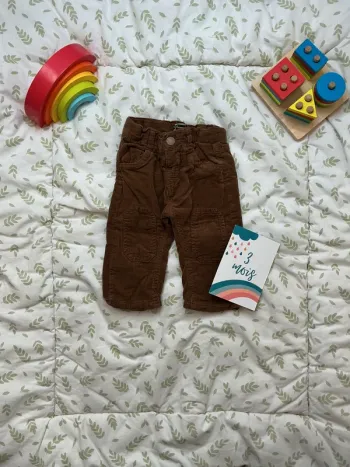 pantalon en velours doublé marron 3 mois tape à l'oeil taille réglable